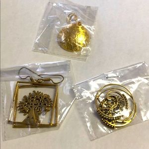 Three pairs of earrings made in India, new